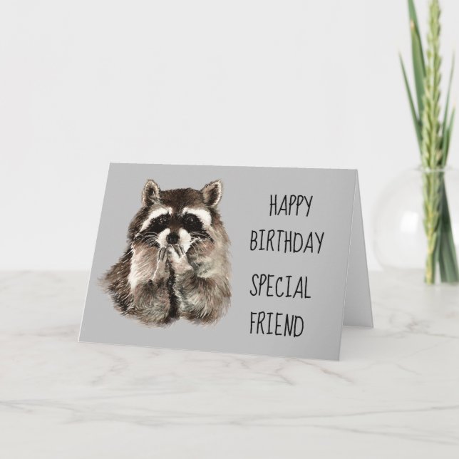A Friend Like You Journey Raccoon Birthday Fun Card (Front)