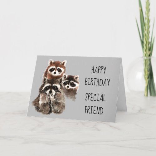 A Friend Like You Journey Raccoon Birthday Fun Card