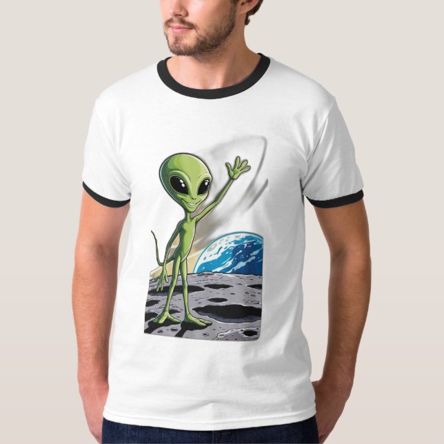 A friendly alien waving T-Shirt (Front)