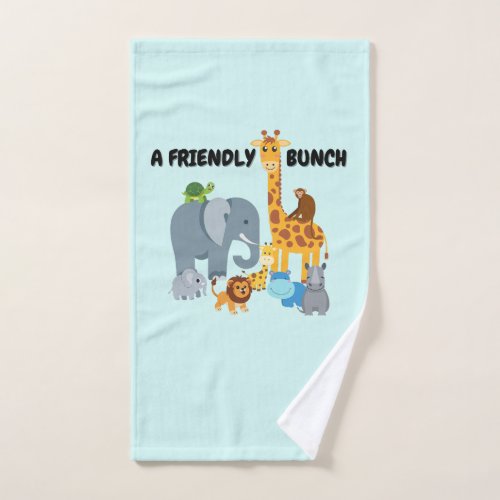 A friendly bunch _ kids animal hand towel 