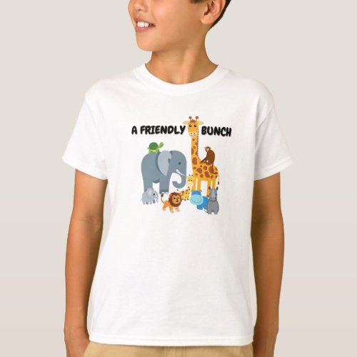 A friendly bunch _ kids animal T_Shirt
