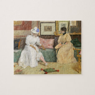 A Friendly Call, 1895 (oil on canvas) Jigsaw Puzzle