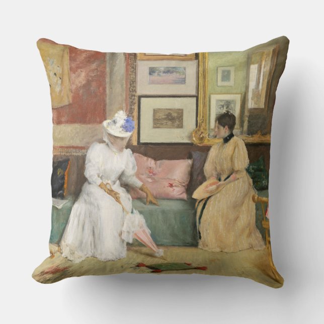 A Friendly Call, 1895 (oil on canvas) Throw Pillow (Front)