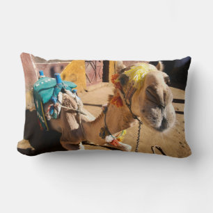 A friendly camel awaits its next rider, Cairo, Lumbar Pillow
