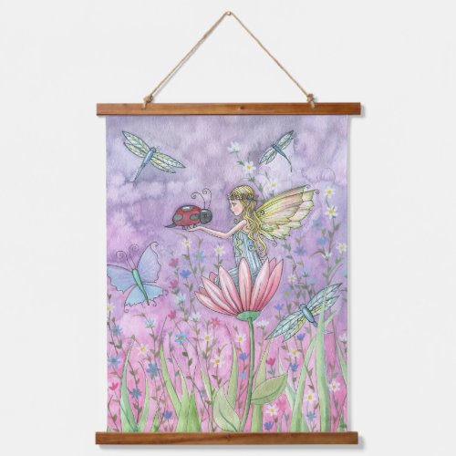 A Friendly Encounter Fairy and Butterfly Artwork Hanging Tapestry