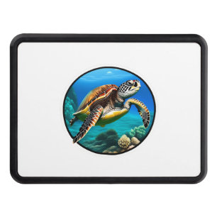 A friendly sea turtle swimming in the ocean hitch cover