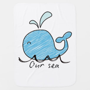 A FRIENDLY WHALE IN HIS SEA baby blanket