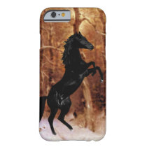 A friesian horse in winter snow barely there iPhone 6 case