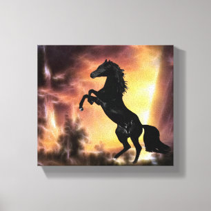 A Friesian Stallion horse rearing Canvas Print