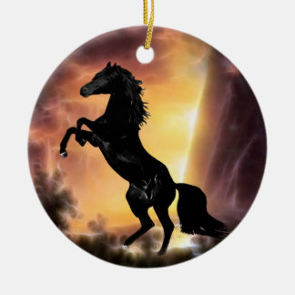 A Friesian Stallion horse rearing Ceramic Ornament