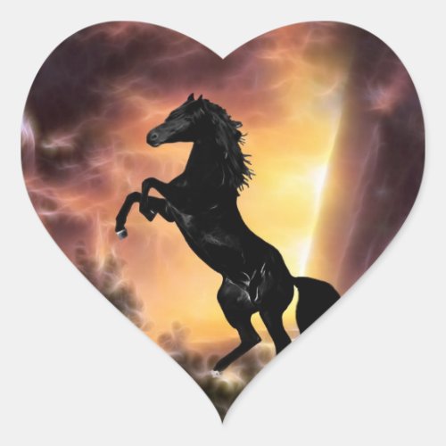 A Friesian Stallion horse rearing Heart Sticker