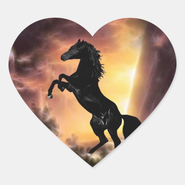 A Friesian Stallion horse rearing Heart Sticker (Front)