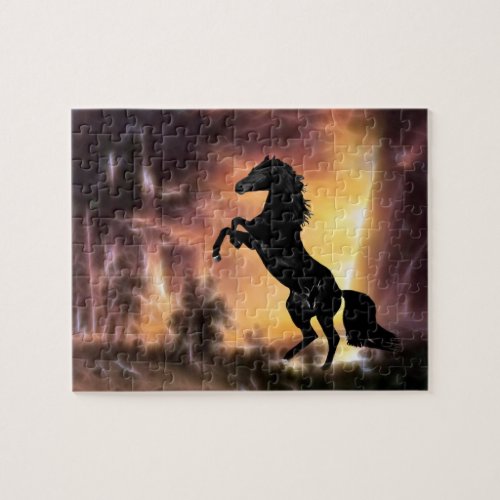 A Friesian Stallion horse rearing Jigsaw Puzzle