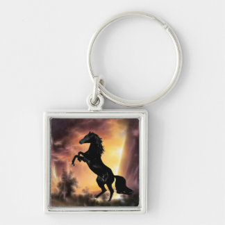 A Friesian Stallion horse rearing Keychain