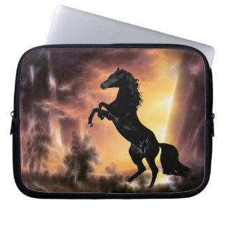 A Friesian Stallion horse rearing Laptop Sleeve