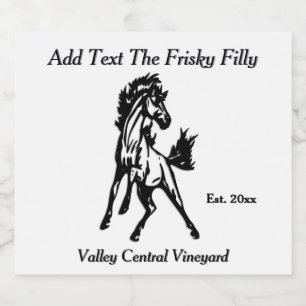 A Frisky Jumping Horse 3 Text Areas Sparkling Wine Label