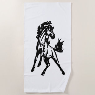 A Frisky Jumping Horse in the Wild Beach Towel