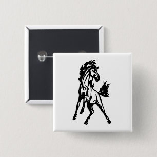 A Frisky Jumping Horse in the Wild Button