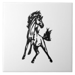 A Frisky Jumping Horse in the Wild Ceramic Tile