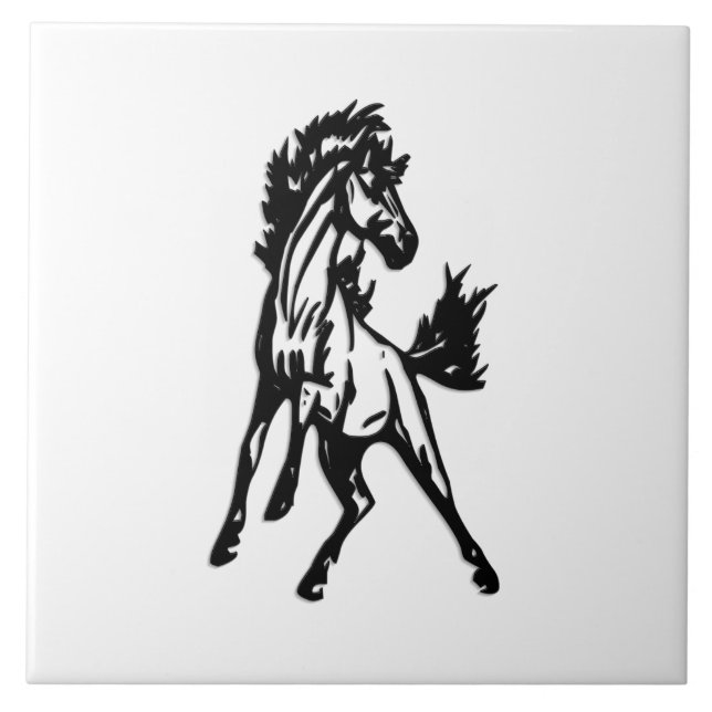 A Frisky Jumping Horse in the Wild Ceramic Tile (Front)