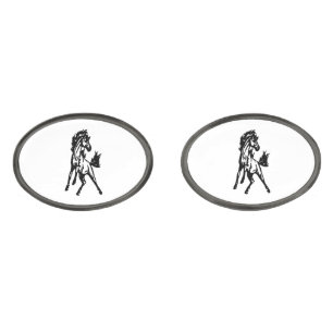 A Frisky Jumping Horse in the Wild Cufflinks