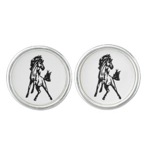 A Frisky Jumping Horse in the Wild Cufflinks