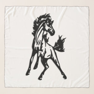 A Frisky Jumping Horse in the Wild Scarf