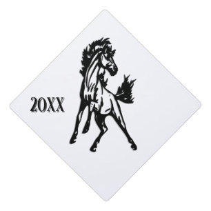 A Frisky Jumping Horse in the Wild with year Graduation Cap Topper