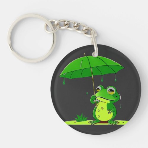 A frog in a rainy day t _ shirt keychain