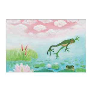 A Frog Jumps Into The Pond Illustration Acrylic Print