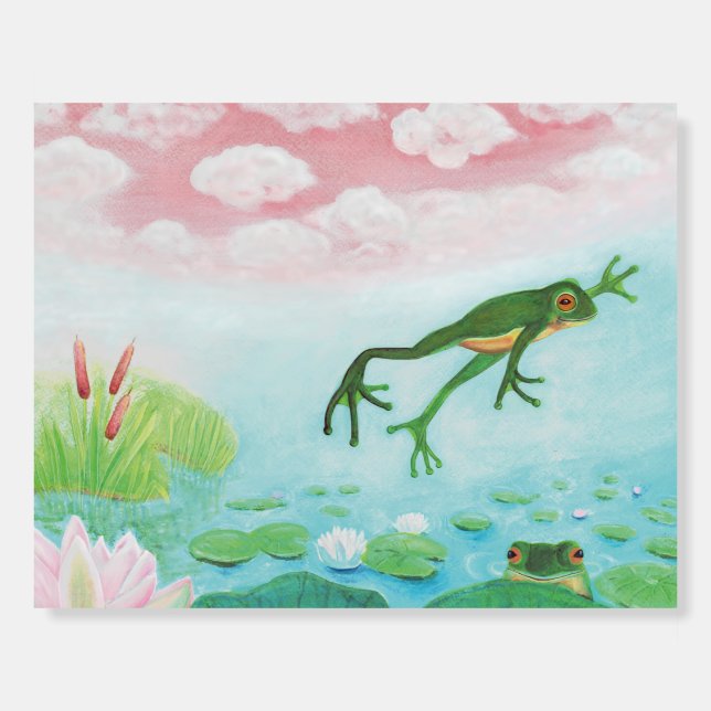 A Frog Jumps Into The Pond Illustration   Foam Board (Front)