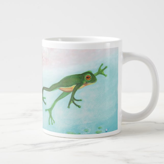A Frog Jumps Into The Pond Illustration  Giant Coffee Mug (Right)