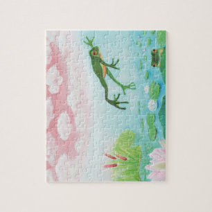 A Frog Jumps Into The Pond Illustration Jigsaw Puzzle