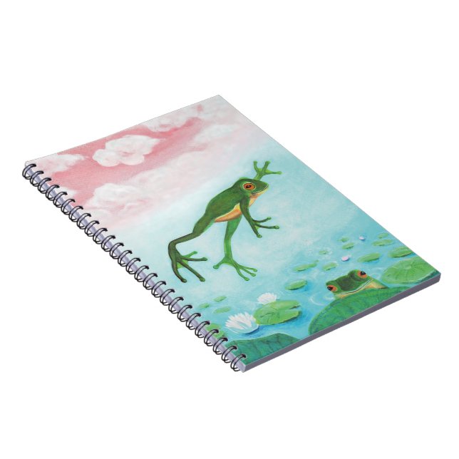A Frog Jumps Into The Pond Illustration  Notebook (Right Side)