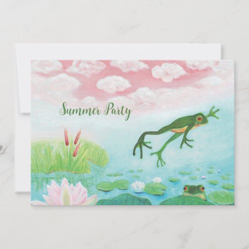 A Frog Jumps Into The Pond Summer Party   Invitation