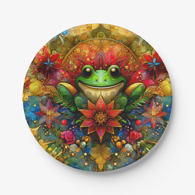 A FROG'S CHRISTMAS ~ Cute ~ Paper Plates (Front)