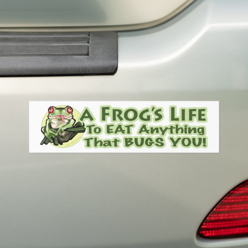 A Frog s Life To Eat Anything That Bugs You Bum Bumper Sticker Zazzle a-frog-s-life-to-eat-anything-that-bugs-you-bum-bumper-sticker-zazzle