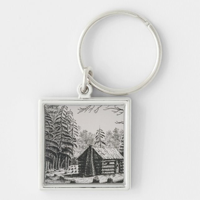 A frontier cabin, from 'The Pageant of America Keychain (Front)