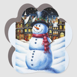A FROSTY CHRISTMAS EVE CAR MAGNET
