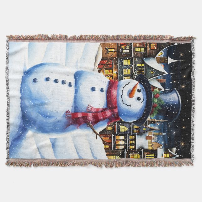 A FROSTY CHRISTMAS EVE THROW BLANKET (Front)