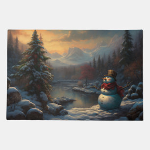 A Frosty Welcome Jolly Snowman Christmas Doormat