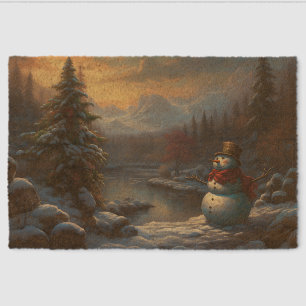 A Frosty Welcome Jolly Snowman Christmas Fiber Doormat