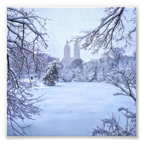 A Frozen Pond In Central Park Photo Print