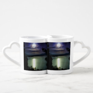 A Full Moon Reflecting On The Aegean Nautical Art Coffee Mug Set