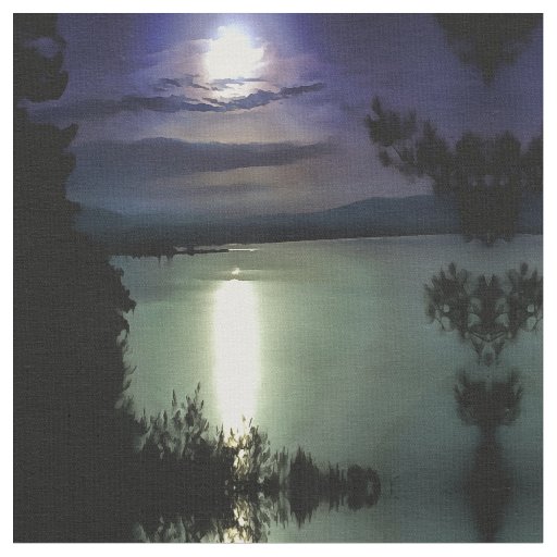 A Full Moon Reflecting On The Aegean Nautical Art Fabric
