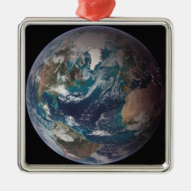 A full view of Earth showing global data 2 Metal Ornament (Front)
