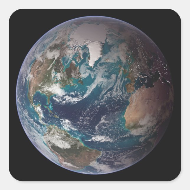 A full view of Earth showing global data 2 Square Sticker (Front)
