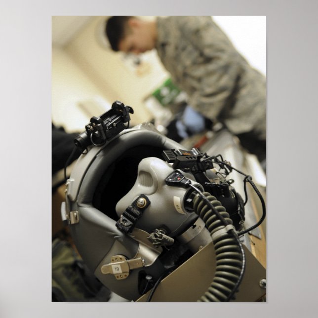 A fully assembled flight crew helmet poster (Front)