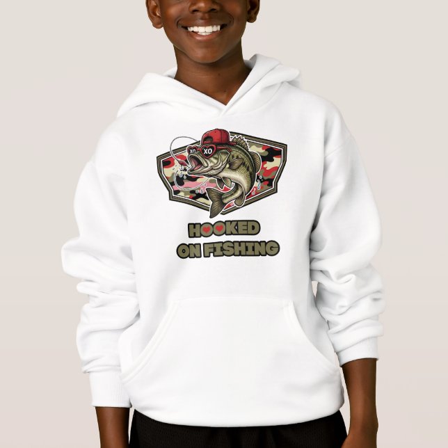A fun and bold illustration of a cool bass  hoodie (Front)