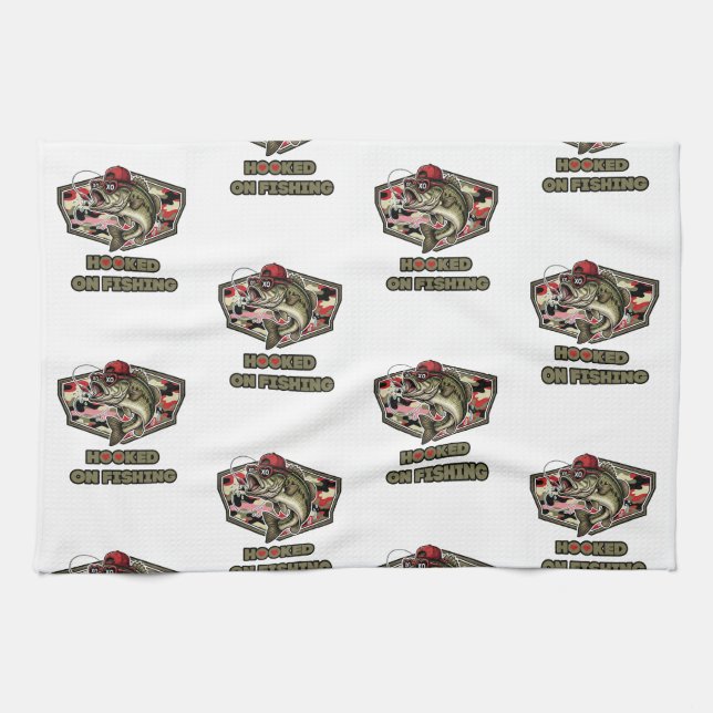 A fun and bold illustration of a cool bass kitchen towel (Horizontal)